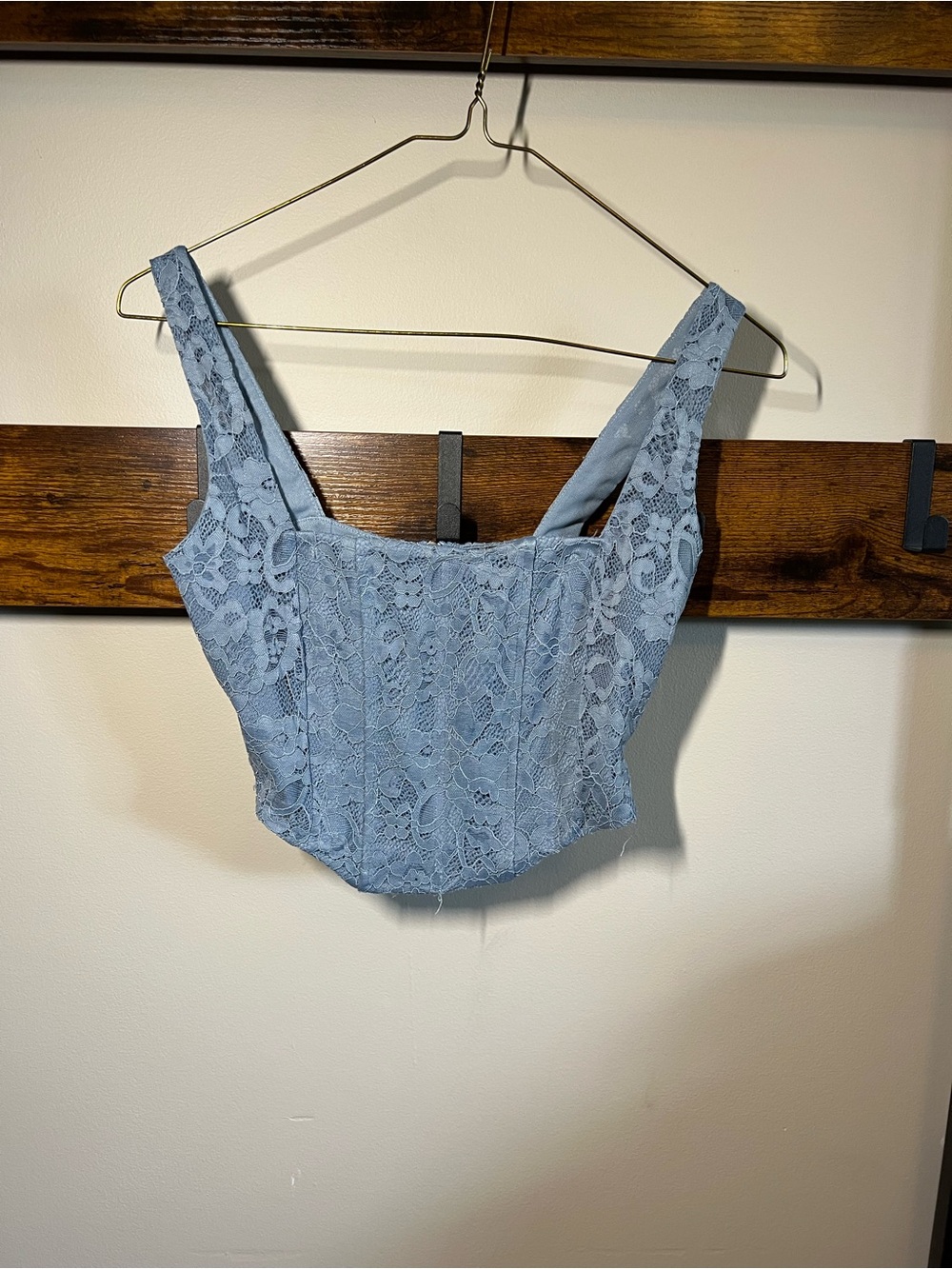 Dynamite Powder Blue Lace Corset Tank